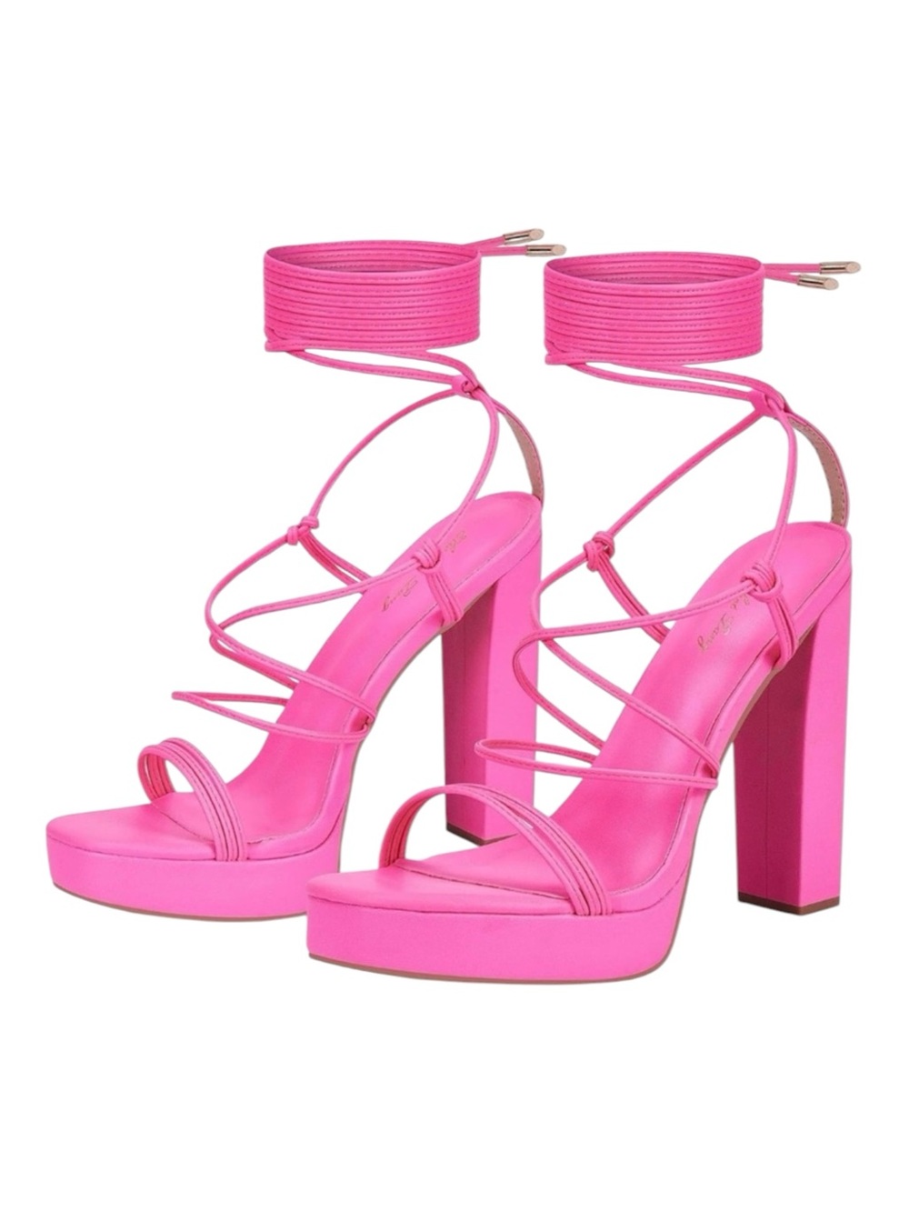 Strappy Lace Up Chunky Heel Platform Party Club Dance Shoes Barbie